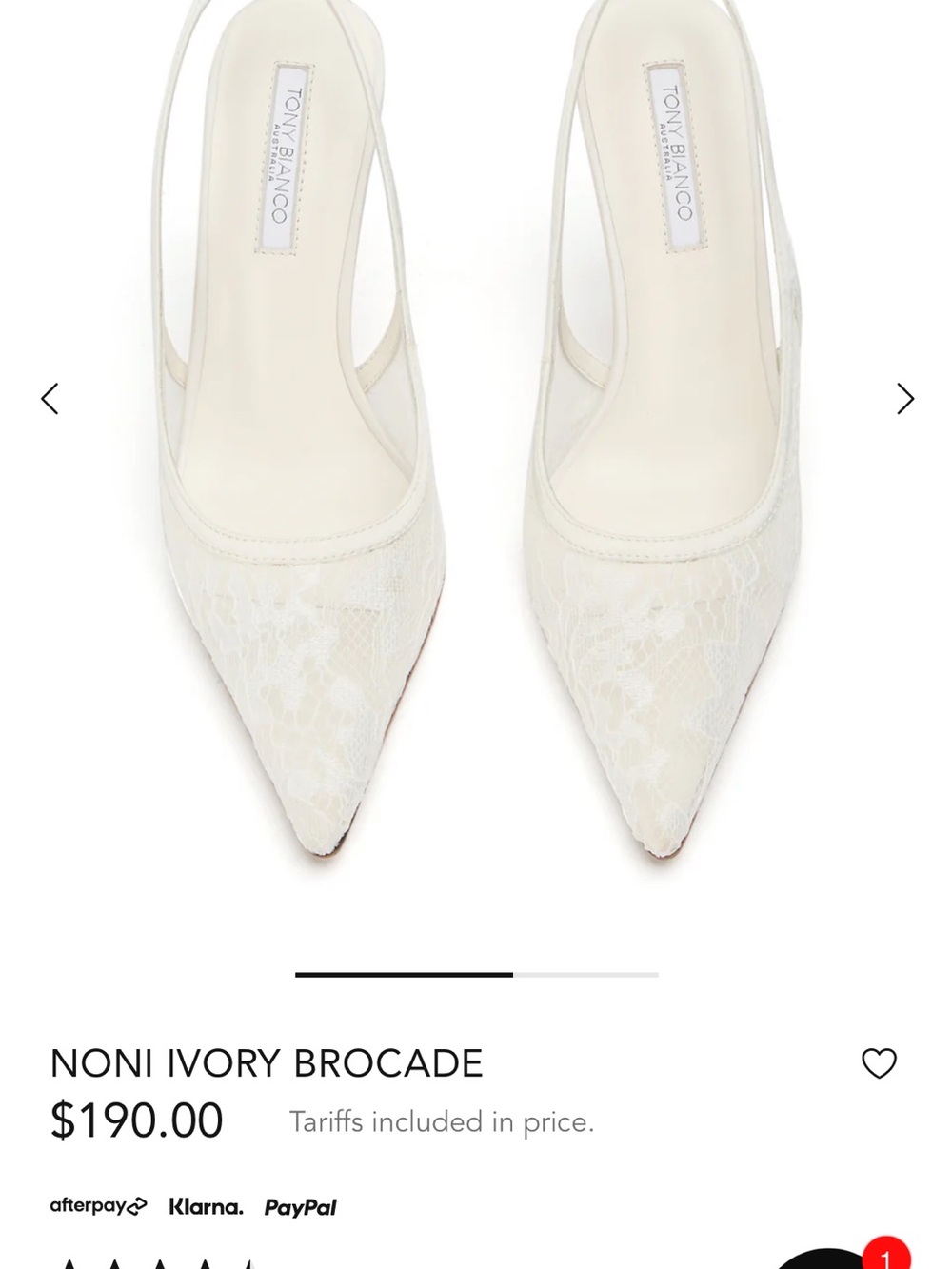 NWT Tony Bianco Ivory Lace Pointed Slingback Heels
